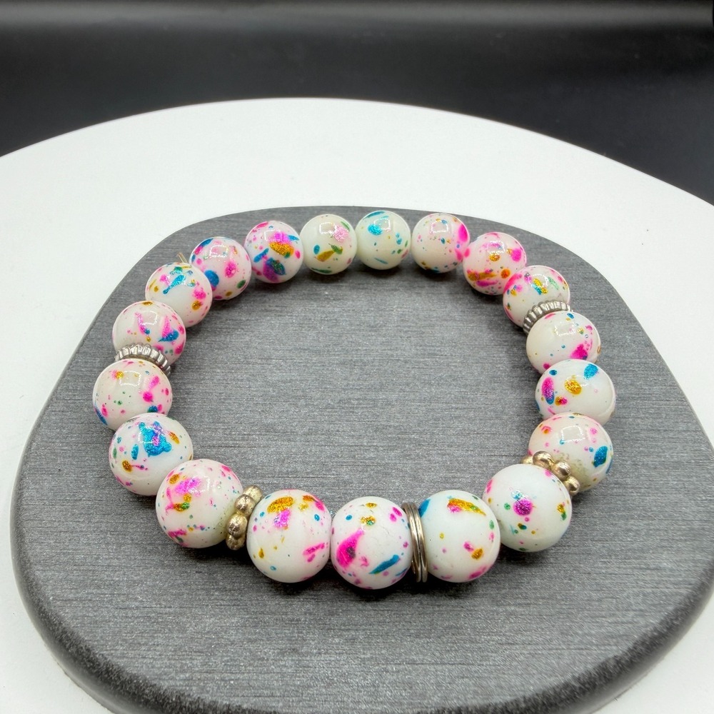 Colorful Confetti Beaded Stretch Bracelet Chunky Coquette Bohemian Gift Fashion